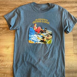 McMenamins Grand Lodge Graphic T-Shirt Blue Size Small Unisex